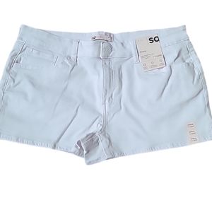 SO BRAND WOMENS JUNIOR WHITE PLUS SIZE SHORTIE SHORTS SIZE 17/33W